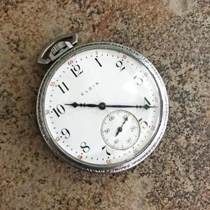 1912 Elgin Open Face Pocket Watch Vintage Antique